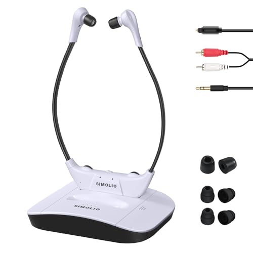 SIMOLIO 2.4G Digital TV Wireless Headphones with Spare Battery for Seniors, Dialog Clarity Wireless Headphones for TV Watching with Tone & Balance Control, Support Optical/RCA/AUX, 164ft, No Delay - Image 1