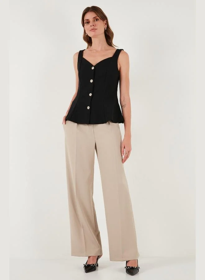 Lela Lela Fitted Fit V-Neck Buttoned Vest Women's VEST 611FYL145