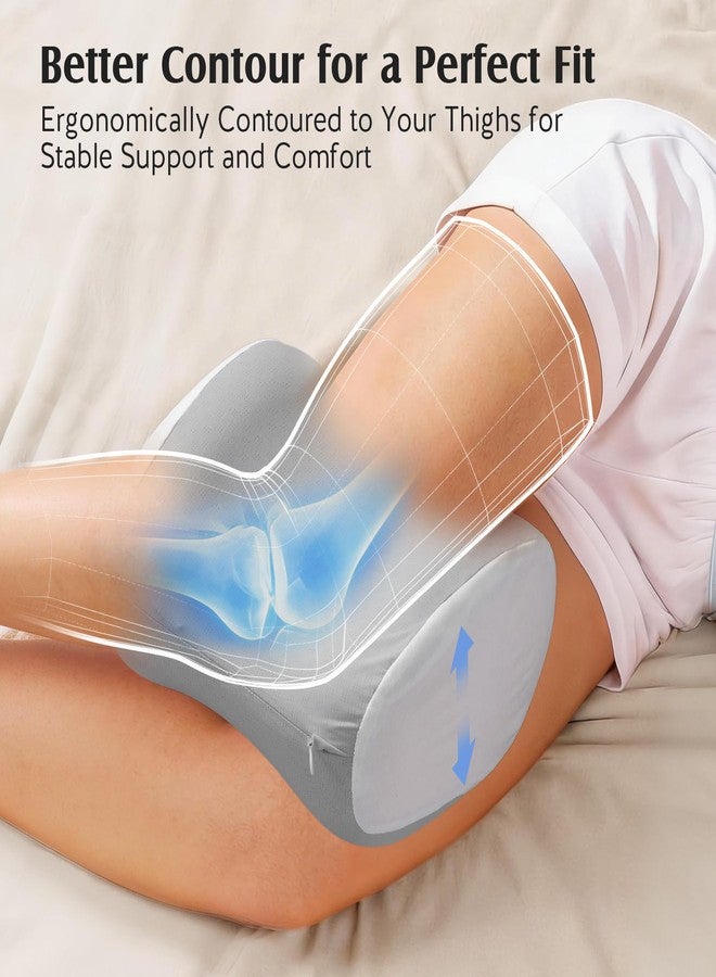YFONG Knee Pillow for Side Sleepers, Memory Foam Leg Pillow with Adjustable & Detachable Strap, Ergonomic Support for Back, Hip, Knee, Sciatica Pain Relief, Pregnancy Support, Grey - Image 4