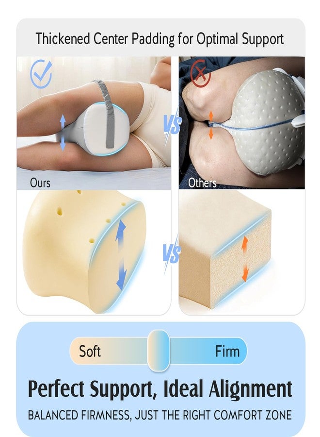 YFONG Knee Pillow for Side Sleepers, Memory Foam Leg Pillow with Adjustable & Detachable Strap, Ergonomic Support for Back, Hip, Knee, Sciatica Pain Relief, Pregnancy Support, Grey - Image 3