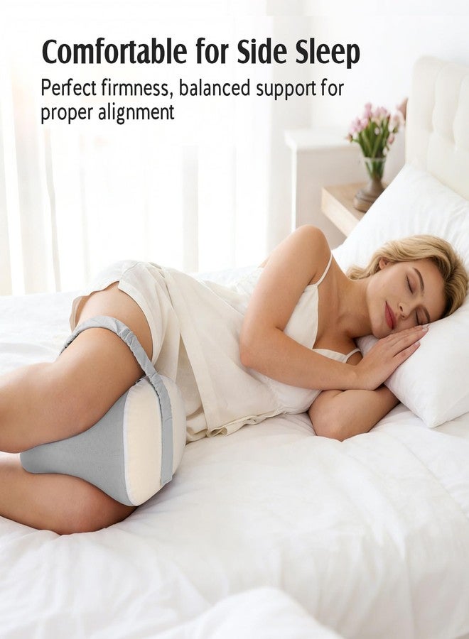 YFONG Knee Pillow for Side Sleepers, Memory Foam Leg Pillow with Adjustable & Detachable Strap, Ergonomic Support for Back, Hip, Knee, Sciatica Pain Relief, Pregnancy Support, Grey - Image 2