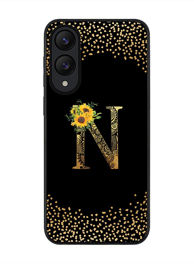 Stylizedd For Samsung Galaxy S25 Edge Case,Slim fit Camera Protection, Shockproof Thin Phone cover  - Custom Floral Monogram - N ( Black )