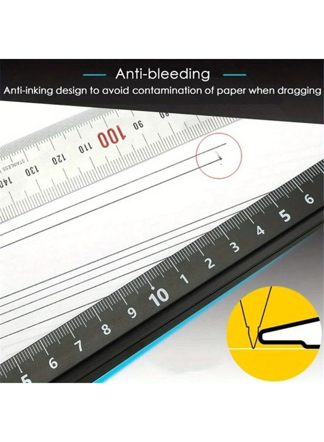 11.81 بوصة مسطرة ألومنيوم مستقيمة سوداء مع حماية من القطع وسجادة غير قابلة للانزلاق - Image 5