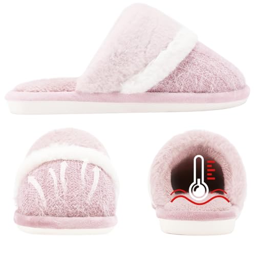 GOEWY Cozy Slippers for Women Indoor and Outdoor Fuzzy House Shoes with Memory Foam Anti-Skid Sole Gifts for Women Mom Girlfriend Ladies - Image 2