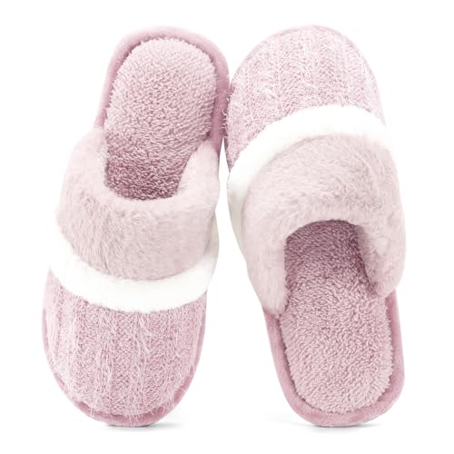 GOEWY Cozy Slippers for Women Indoor and Outdoor Fuzzy House Shoes with Memory Foam Anti-Skid Sole Gifts for Women Mom Girlfriend Ladies - Image 1
