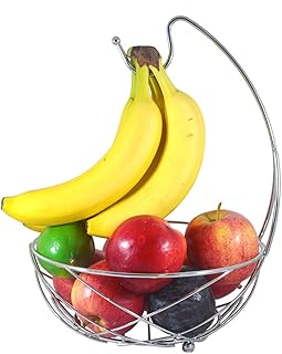 BNYD Fruit Bowl with Banana Holder, Fruit Basket with Banana Tree Hanger - Image 1