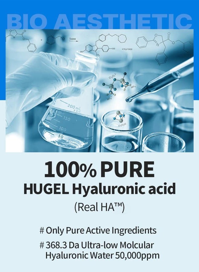 WELLAGE Real Hyaluronic Blue Ampoule 100, Fragrance Free Hyaluronic Acid Ampoule, Hydrating Non Sticky Serum for Sensitive Dry Skin, 2.54 fl.oz