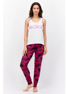 BCBGeneration Women 2 Pieces Sleeveless Allover Printed Pajama Set, Pink  - Image 1