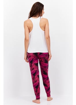 BCBGeneration Women 2 Pieces Sleeveless Allover Printed Pajama Set, Pink  - Image 4