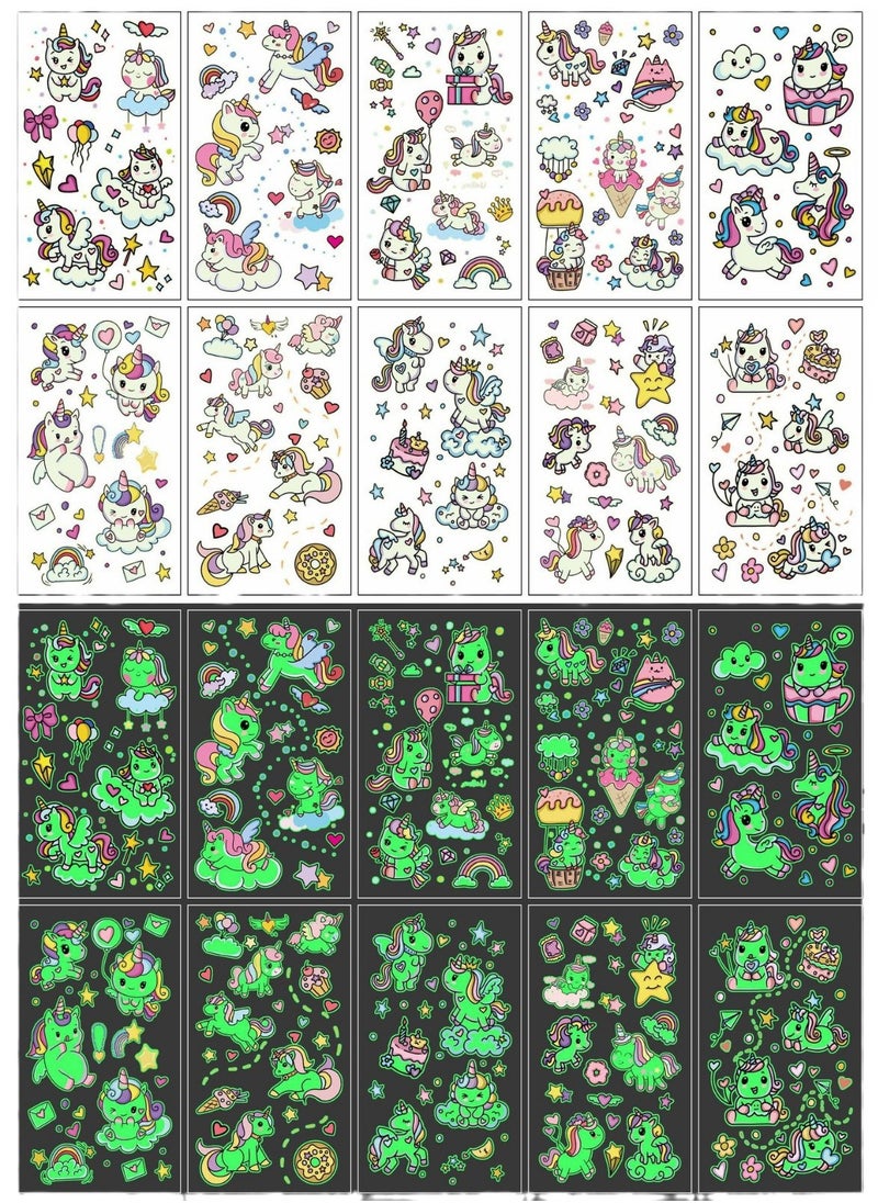 Generic - 10 sheets（150 pcs） Luminous Tattoos for Kids, little monster Theme Kids Temporary Tattoos, Mixed Styles Temporary Tattoo Stickers,Glow in the Dark Tattoos for Boys and Girls - Image 1