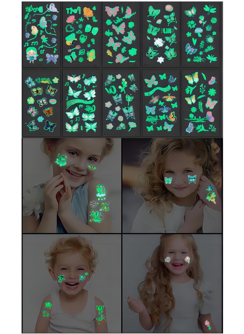 Generic - 10 sheets（150 pcs） Luminous Tattoos for Kids, little monster Theme Kids Temporary Tattoos, Mixed Styles Temporary Tattoo Stickers,Glow in the Dark Tattoos for Boys and Girls - Image 1
