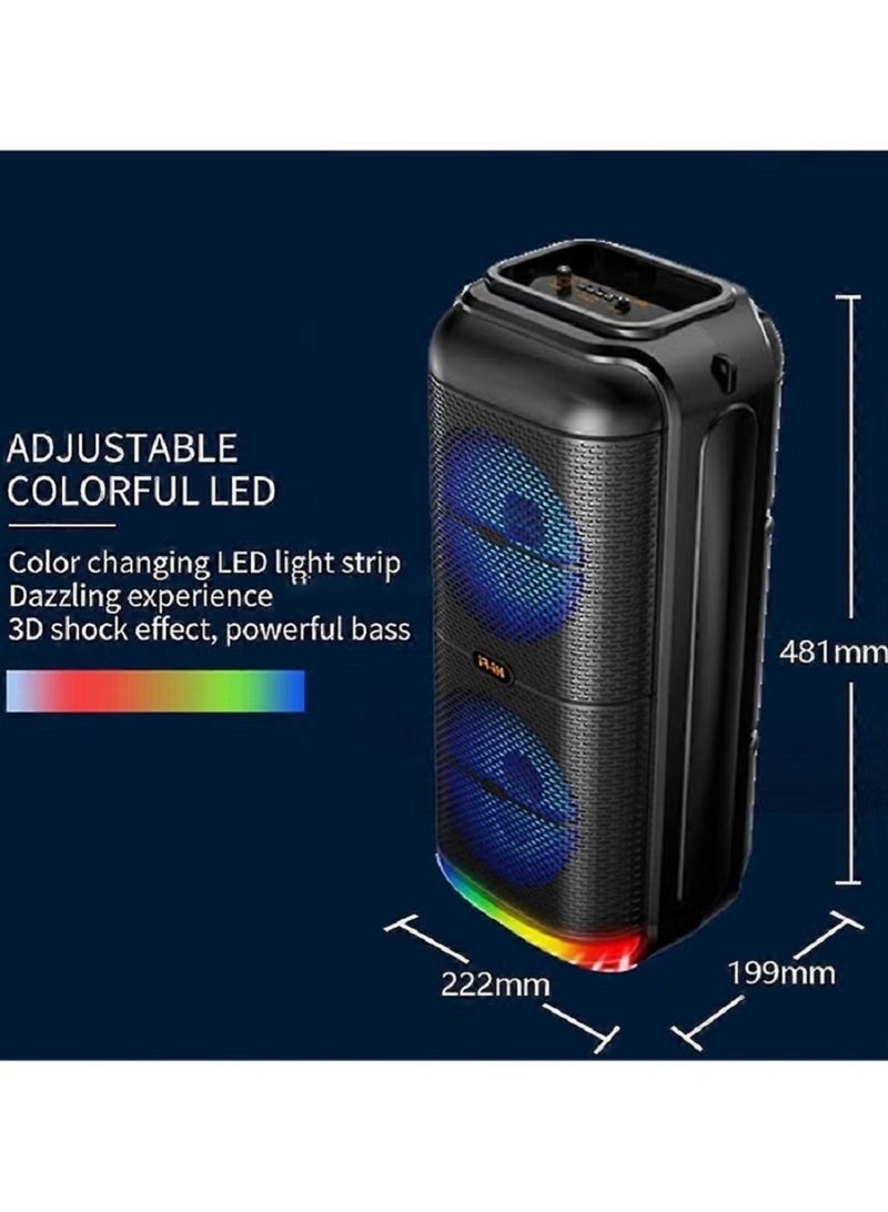 Denx 1200W extremely large outdoor Bluetooth speaker with dual 6-inch horn subwoofers and microphone - Image 4