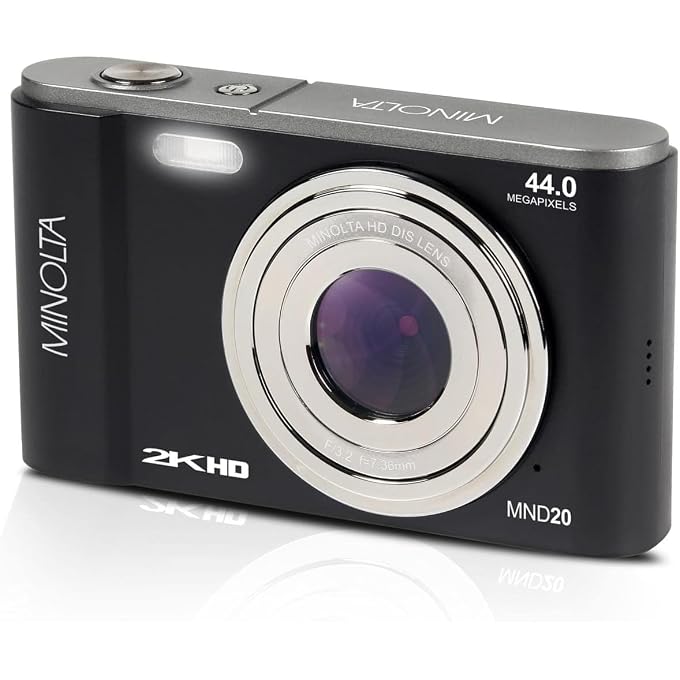 Minolta MND20 44 MP / 2.7K Quad HD Digital Camera (Black) + 32GB Memory Card + 12 inch Flexible Tripod + Memory Card Wallet + USB Card Reader, SD/microSD + More - Image 4