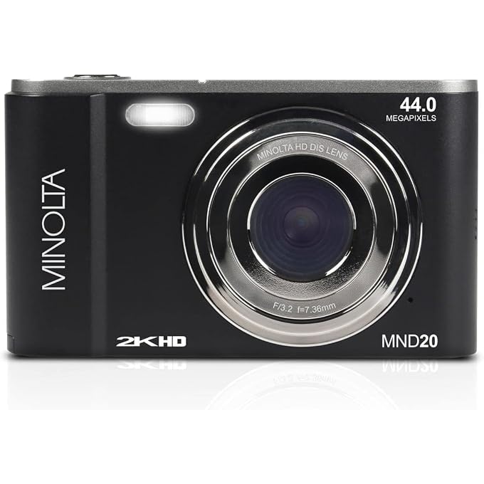 Minolta MND20 44 MP / 2.7K Quad HD Digital Camera (Black) + 32GB Memory Card + 12 inch Flexible Tripod + Memory Card Wallet + USB Card Reader, SD/microSD + More - Image 2