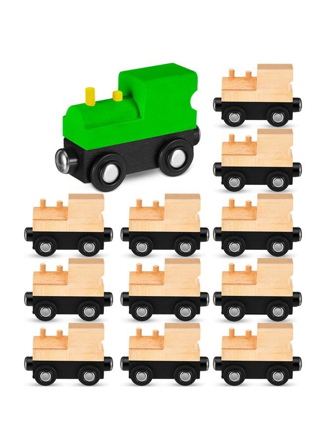 Halloscume 12 Pcs Magnetic Wooden Trains Unpainted Train Cars Unfinished Train Party Decorations for DIY Railway Paint Project Birthday Party Train Theme Crafts Supplies - Image 1
