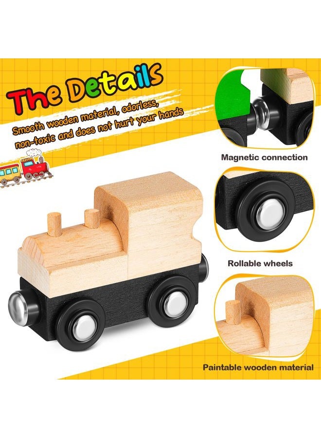 Halloscume 12 Pcs Magnetic Wooden Trains Unpainted Train Cars Unfinished Train Party Decorations for DIY Railway Paint Project Birthday Party Train Theme Crafts Supplies - Image 3