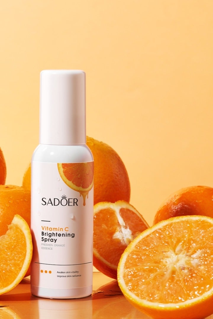 SADOER 100ml Vitamin C Brightening Spray Freshen Orange Essence Hydrating Facial Toner Mist Vitamin C Serum Spray Radiance Booster for Dark Spots and Uneven Tone Pore Minimizing Anti Aging Lightweight Refreshing Spray - Image 1
