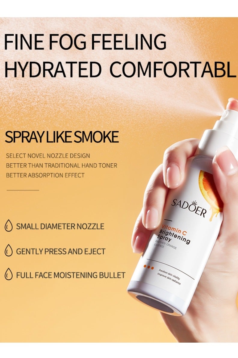 SADOER 100ml Vitamin C Brightening Spray Freshen Orange Essence Hydrating Facial Toner Mist Vitamin C Serum Spray Radiance Booster for Dark Spots and Uneven Tone Pore Minimizing Anti Aging Lightweight Refreshing Spray - Image 4