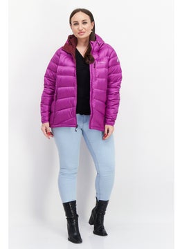 Eddie Bauer Women Hooded Brand Logo Quilted Jackets, Purple  - Image 4