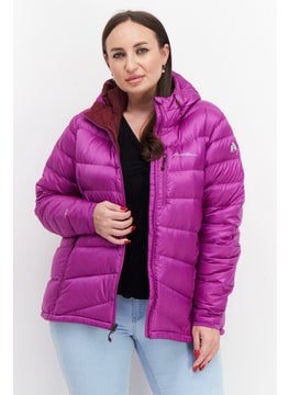 Eddie Bauer Women Hooded Brand Logo Quilted Jackets, Purple  - Image 1