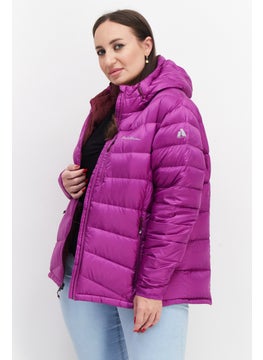 Eddie Bauer Women Hooded Brand Logo Quilted Jackets, Purple  - Image 2