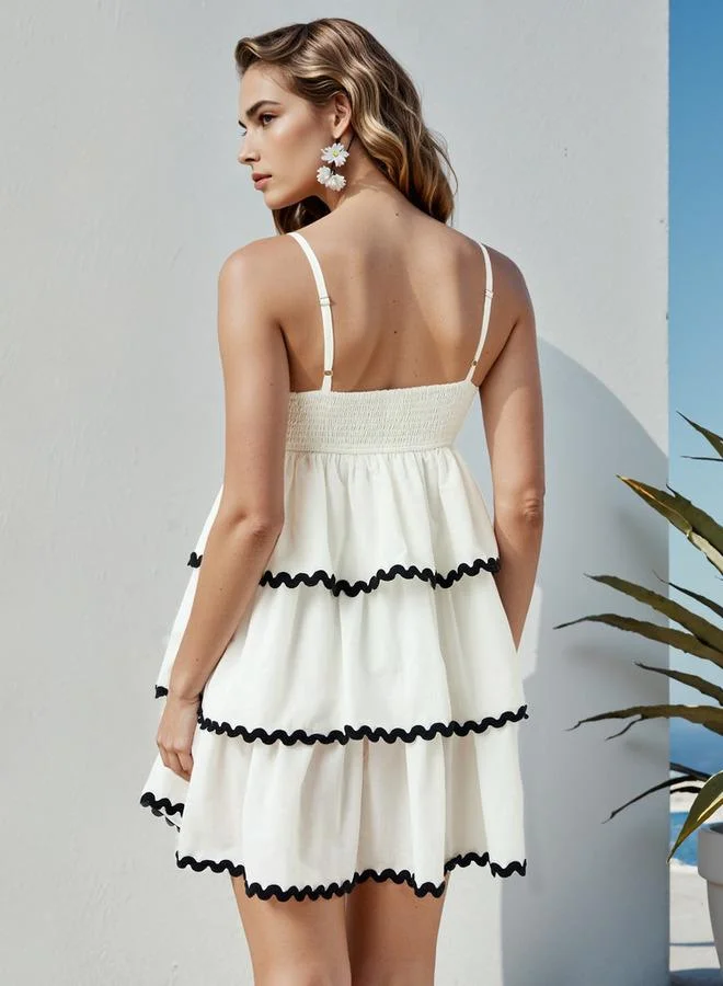 Splash FAV Tiered Dress with Contrast Trim and Spaghetti Straps