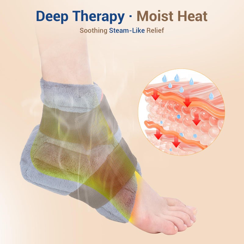 comfytemp أجهزة تدفئة الكاحل القابلة للاستخدام في الميكروويف، FSA يمكن ارتداؤها، HSA أقدام مؤهلة، وسادة تدفئة رطبة لالتهاب اللفافة الأخمصية، شبشب حراري لالتهاب وتر العرقوب، التواء الكاحل، تحفيز الكعب للحصول على هدية جيدة - غسيل يدوي - Image 2