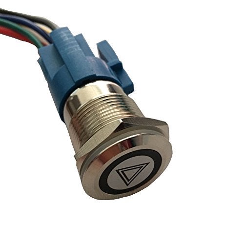 ESUPPORT 12V Car Vehicle Red LED Light Emergency Hazard Warning Push Button Metal Toggle Switch Socket Plug 19mm - Image 3