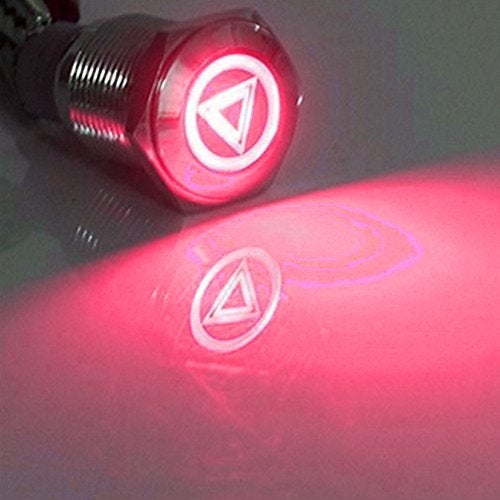 ESUPPORT 12V Car Vehicle Red LED Light Emergency Hazard Warning Push Button Metal Toggle Switch Socket Plug 19mm - Image 5