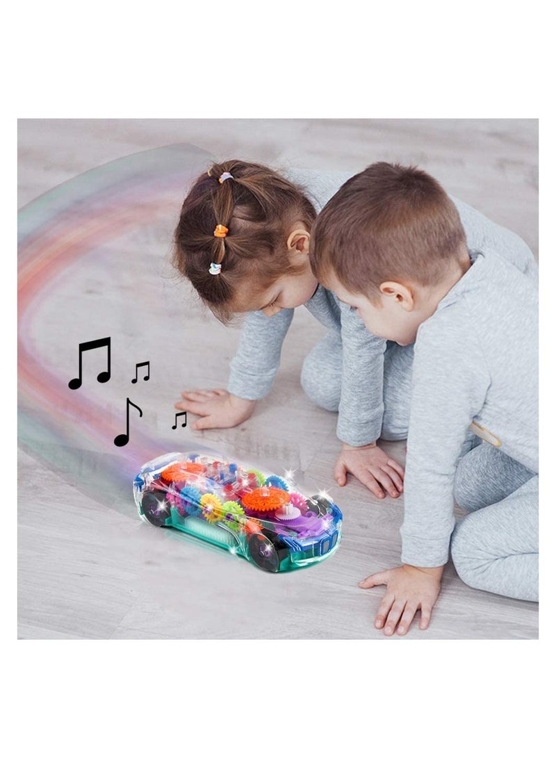 إسكدنيا Light Up Transparent Car Toy for Kids, Bump and Go Toy Car with Colorful Moving Gears, Music, and LED Effects, Fun Educational Toy for Kids, Great Birthday Gift Idea,1 PCS - Image 5