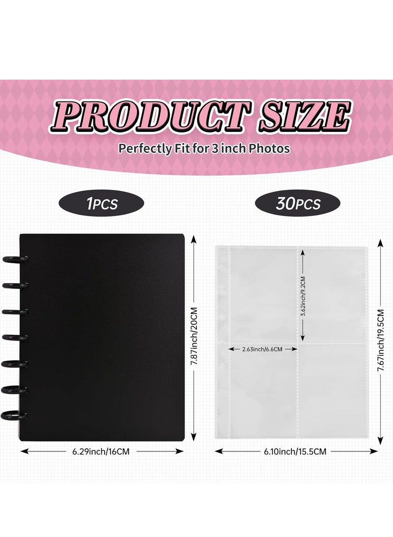 Relex Photocard Binder 3 Inch Photocard Holder Book Sleeves with 30Pcs Inner Pages Idol Album Business Cards Collect 6 Ring Photo Protectors hold 120 Cards - Image 2