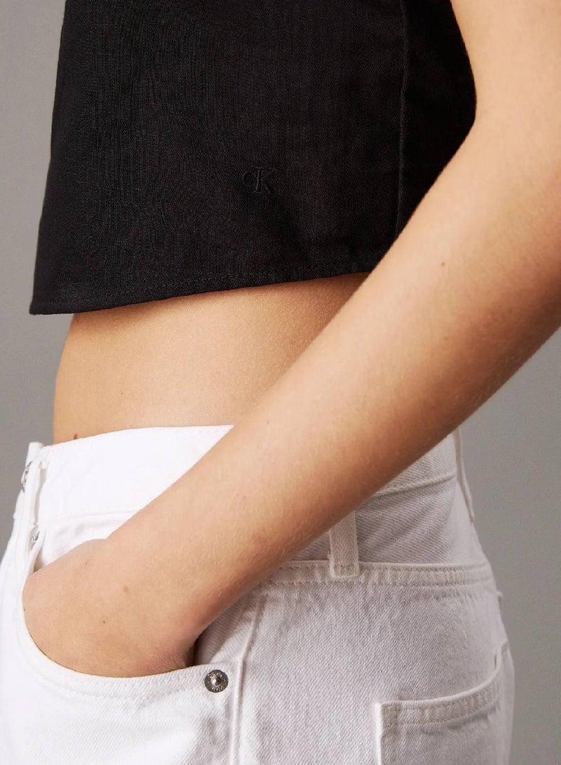 كالفن كلاين جينز قطعة علوية من نسيج تويل القطن والكتان الناعم - Image 3