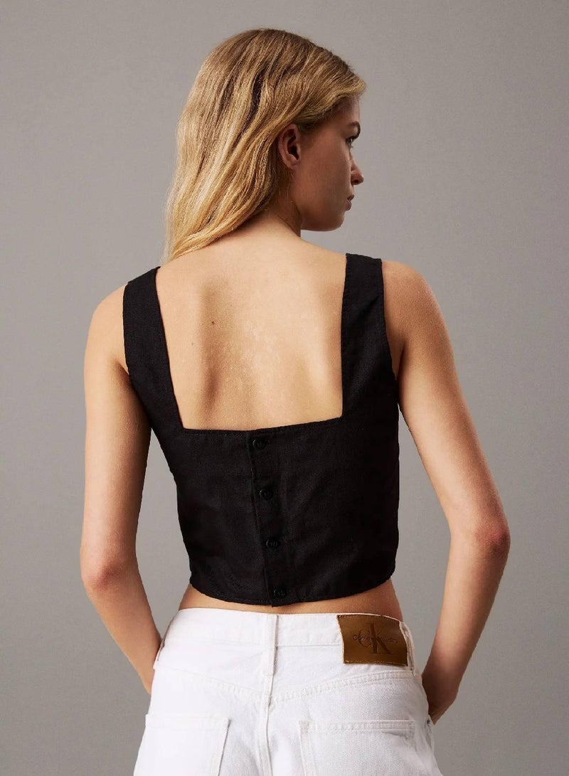 كالفن كلاين جينز قطعة علوية من نسيج تويل القطن والكتان الناعم - Image 2