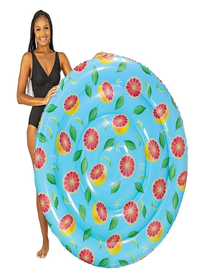 PoolCandy Grapefruit Print Inflatable Island Floats, Lounger Sun Chairs, Pool Tubes & Sunning Pools (Grapefruit Print Island Pool Float) - Image 1