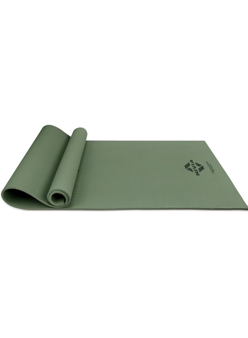 Nivia Anti Skid Yoga Mat (6mm Thickness) for Men & Women, Exercise Mat for Home Workout, Yoga Mat for Women, Gym Exercise Mat, Military Green - Image 1