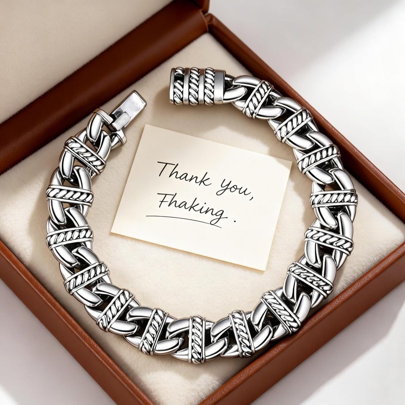 Silverso Italian Handmade Sterling Silver Mens Bracelets | Solid S925 Chain Bracelets | Men's Silver Bracelet Gift for Dad, Boyfriend, Son, My Man (8.6" Nose Chain) - Image 3