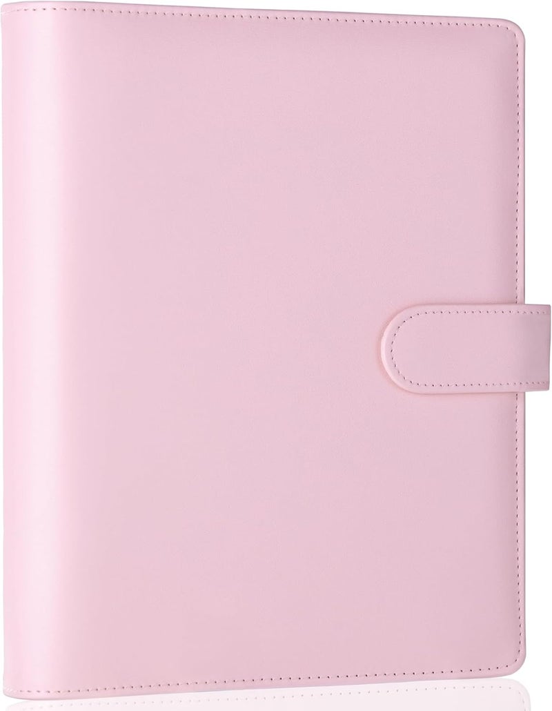 Antner A5 Binder 6 Ring Refillable Notebook Planner Cover for A5 Planner Inserts & Refill Paper, PU Leather Loose Leaf Budget Binder Personal Organizer Kpop Photocard Holder with Magnetic Buckle, Pink - Image 1