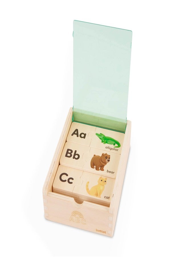Battat – One – Match Puzzle – Alphabets Wooden Puzzle for Toddlers – Wooden Toys – Educational Toys – 3+ Years– Self Correcting Puzzles with Storage Box ABC - Image 1
