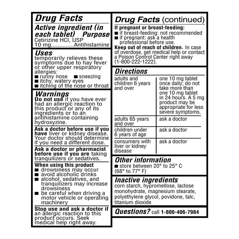 Ohm 24-Hour Allergy Medicine (100-Count) Antihistamine for Pollen, Hay Fever, Dry, Itchy Eyes, Allergies | Cetirizine HCl 10mg Tablets - Image 2