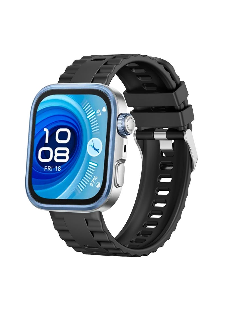 1pcs Sports Silicone Strap For Huawei Watch Fit 4 4Pro 3 Band Replacement Wristband for Huawei Watch Fit4 Fit 4Pro Fit3 Bracelet Belt (Black)  - Image 1