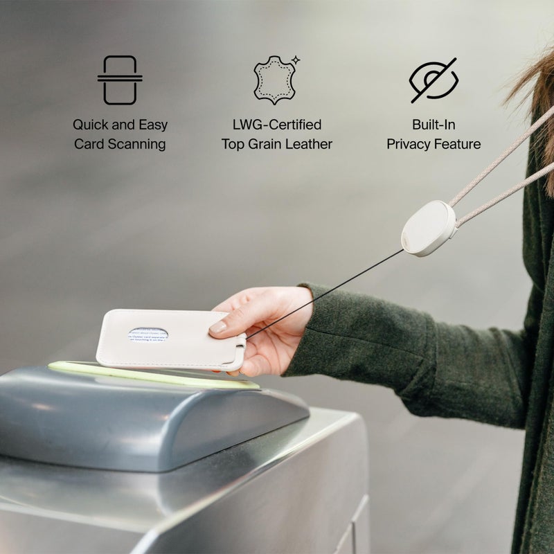 Orbitkey ID Card Holder | Made with LWG-Certified Top Grain Leather and Durable Dyneema Cord | Holds 1 Access Card and 1 Non-RFID Card (with Lanyard, Stone) - Image 3