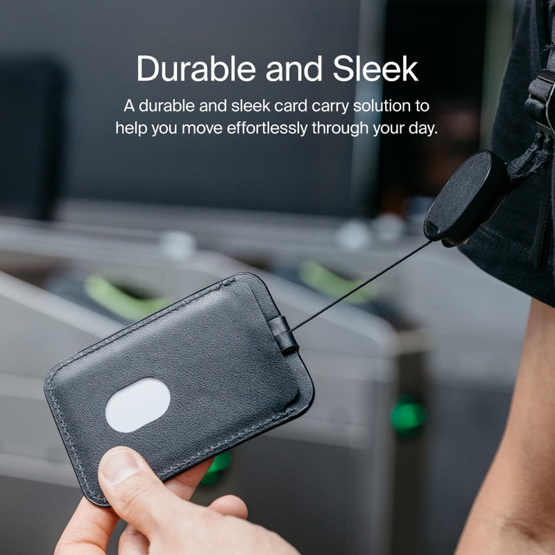 Orbitkey ID Card Holder | Made with LWG-Certified Top Grain Leather and Durable Dyneema Cord | Holds 1 Access Card and 1 Non-RFID Card (with Lanyard, Stone) - Image 2