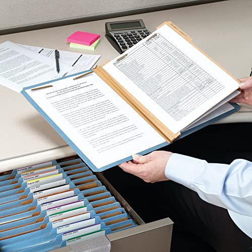 Smead مجلد تصنيف من مادة مضغوطة معاد تدويرها 100% من سمياد، 3 فواصل، سعة 3"، حجم قانوني، أزرق، 10 في العلبة (19090) - Image 5