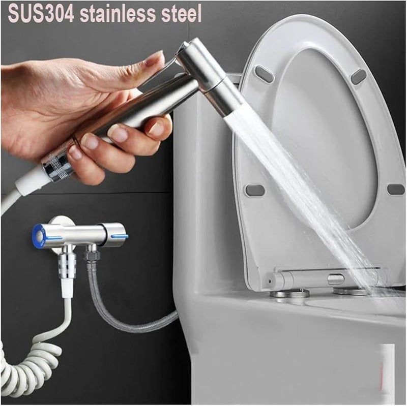 Black 304 Stainless Steel Handheld Spray Gun Portable Toilet Bathroom Self Cleaning Accessory - Image 1