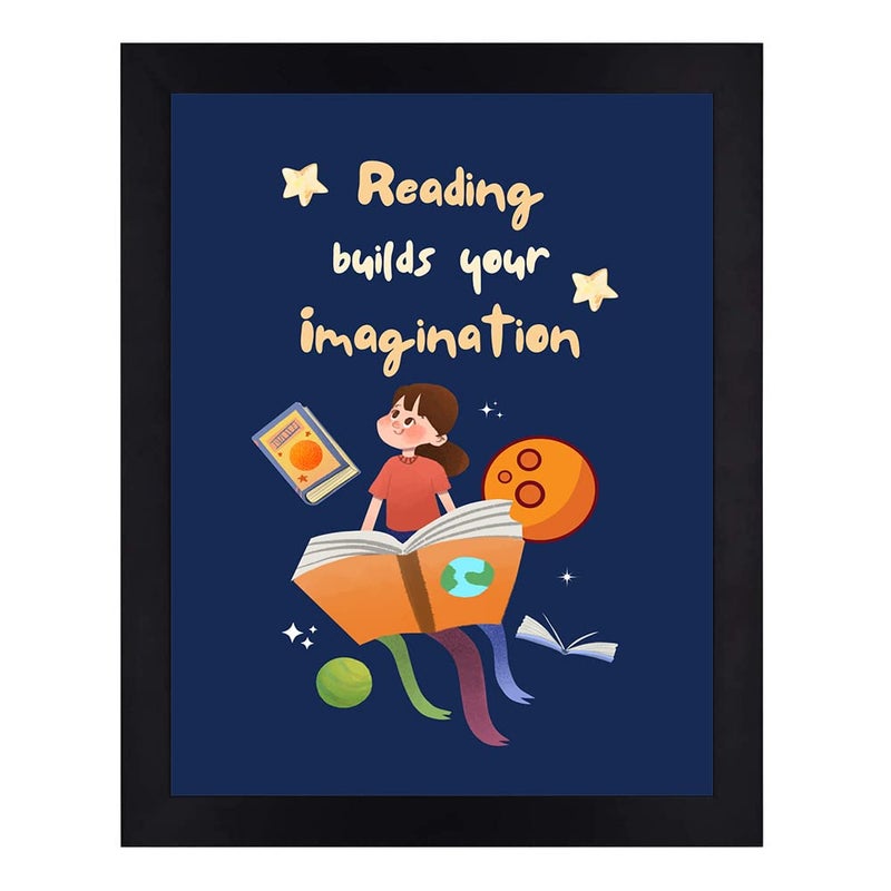 Interio Crafts Framed Poster for Readers Quote Poster for Library and Study Room Wall Decor Synthetic Wood Black Frame 13 X 10 Inches