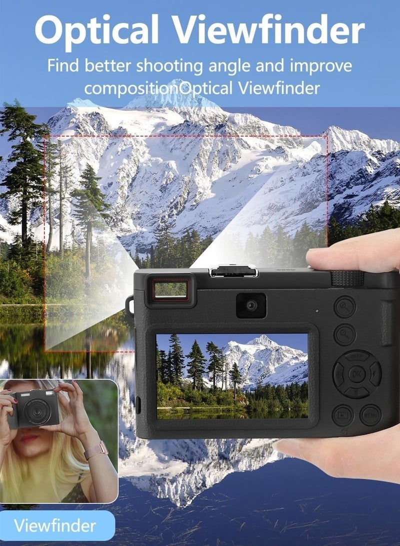 5K Digital Camera with 64GB TF Card, 75MP Cameras Digital for Photography, 18X Zoom Point and Shoot Vlogging Camcorder for YouTube, 3" 180° Flip Screen & Wide-Angle Lens – Ideal Beginner Gift - Image 5