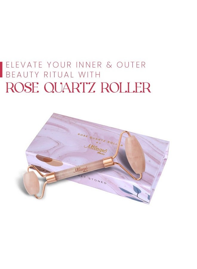 Milagro Beauty Rose Quartz Face Roller, Double-Sided Jade Stone Roller For Face, & Neck Anti Aging, Wrinkle Reduction, Skin Firming & Lifting - Image 4