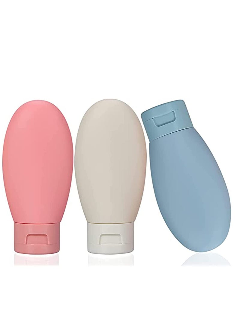 KASTWAVE - 3 Pcs Travel Bottles Set 60ML Travel Bottles Containers Small Mini Empty Plastic Squeeze Bottles for Travel Toiletries Shampoo and Conditioner with Storage Bag - Image 1