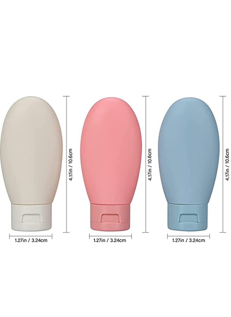 KASTWAVE - 3 Pcs Travel Bottles Set 60ML Travel Bottles Containers Small Mini Empty Plastic Squeeze Bottles for Travel Toiletries Shampoo and Conditioner with Storage Bag - Image 1