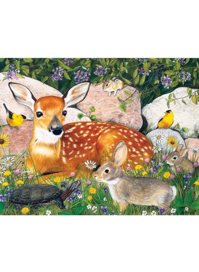 Bits and Pieces 200 Piece Large Piece Family Jigsaw Puzzle For Adults & Kids 15" X 19" Woodland Friends 200 Pc Forest Deer Bunny Turtle Bird Large Piece Jigsaw Puzzle By Julie Bauknecht - Image 2